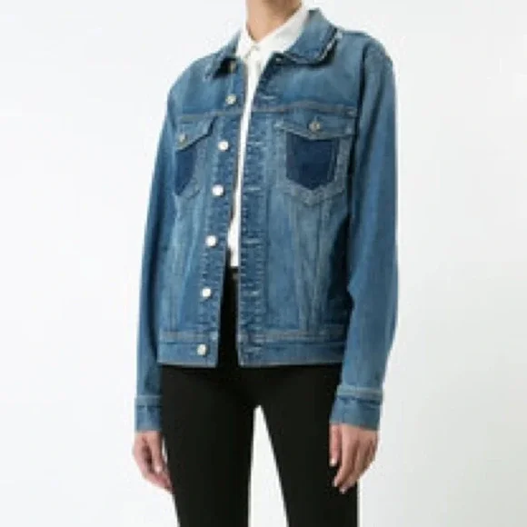 7 For All Mankind Raw Edge Collar Denim Jacket NWT - Picture 3 of 8